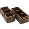 Casafield Set of 2 Water Hyacinth Divided Basket Organizers - Woven Bins for Bathroom, Bedroom, Laundry, Pantry, Shelves